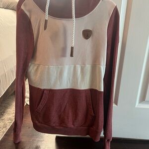 Wanakome Burgundy and Cream Hoodie Sweater